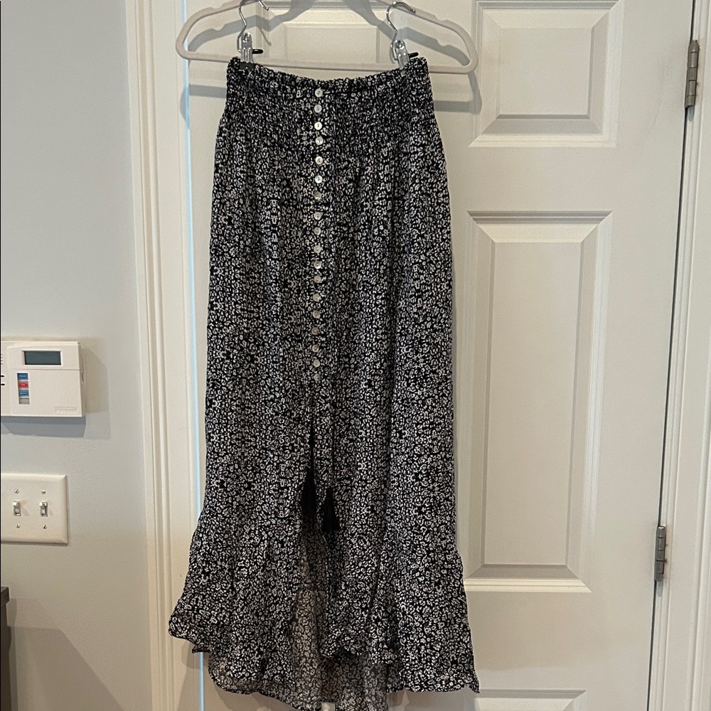 Rachel Zoe Floral Black and White Maxi Skirt